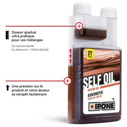 Huile Moteur 2T IPONE Self Oil Semi Synthétique Senteur Fraise - Bidon de 1 Litre