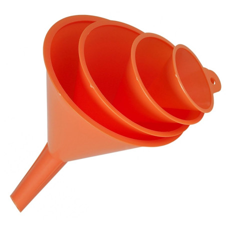 Jeu de 4 Entonnoirs en Plastique Pressol Orange Ø 50 - 75 - 100 - 120 mm