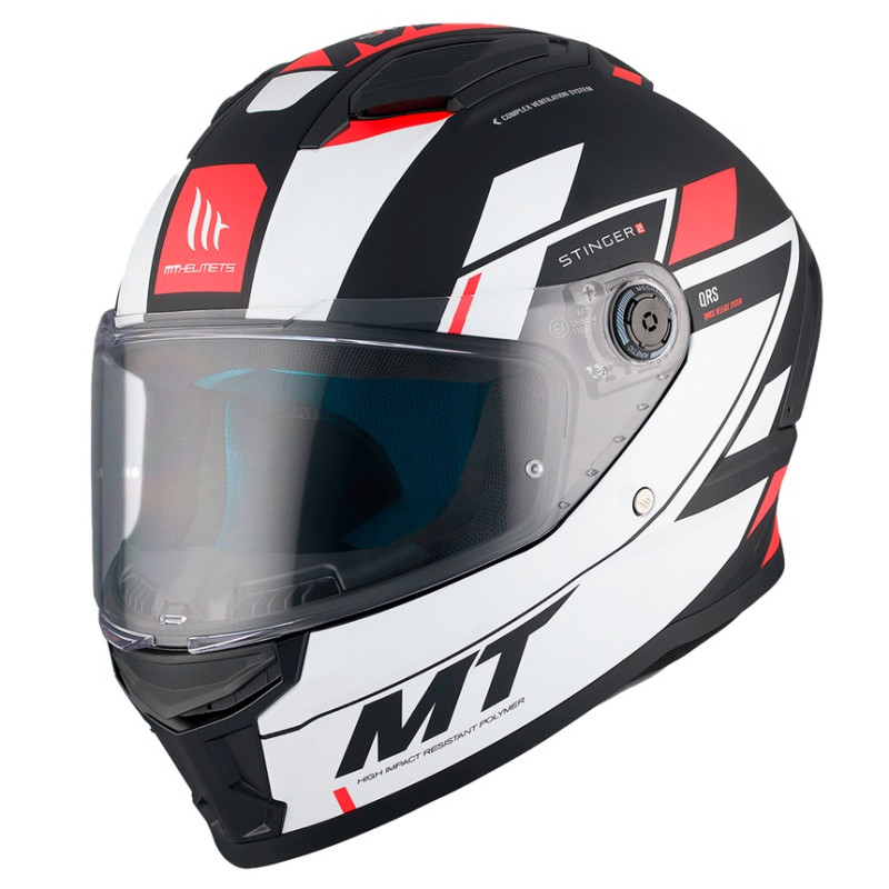 Casque Intégral MT Helmets Stinger 2 Zivze Noir / Blanc / Rouge Mat
