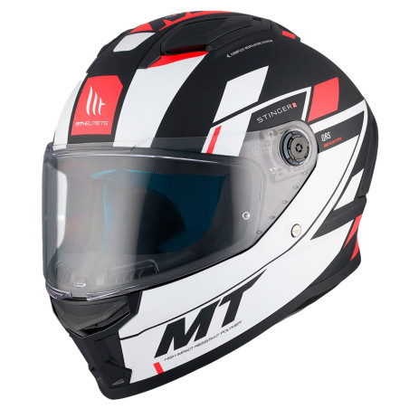 Casque Intégral MT Helmets Stinger 2 Zivze Noir / Blanc / Rouge Mat