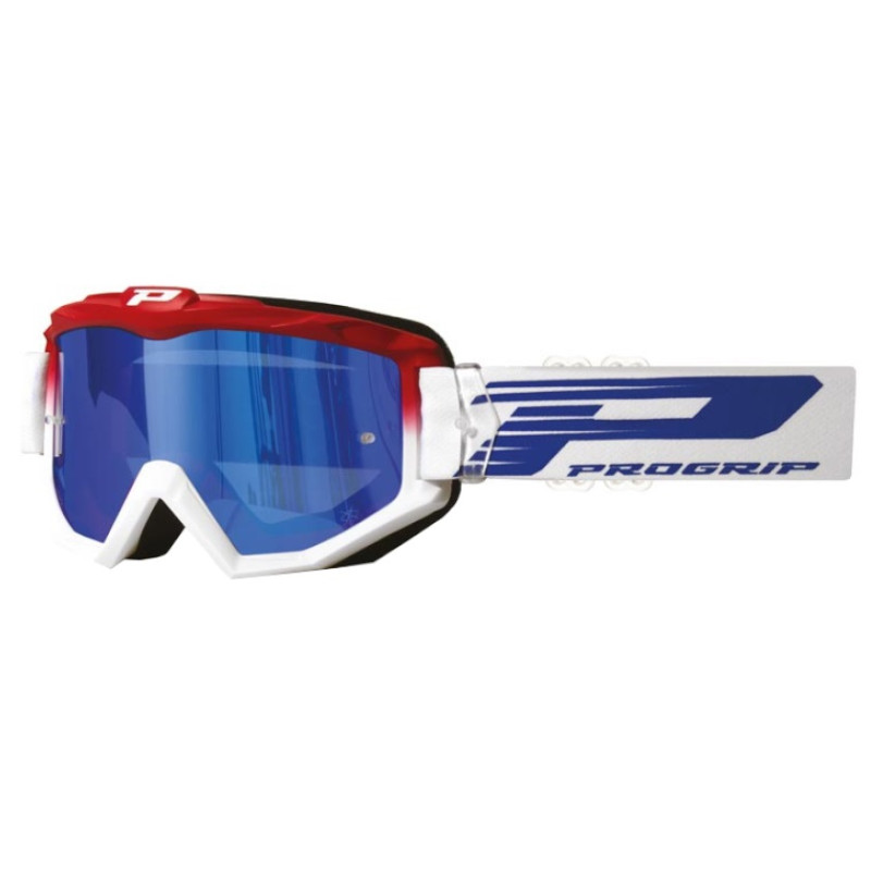 Masque Cross Progrip 3201 Atzaki Mirror Rouge / Blanc