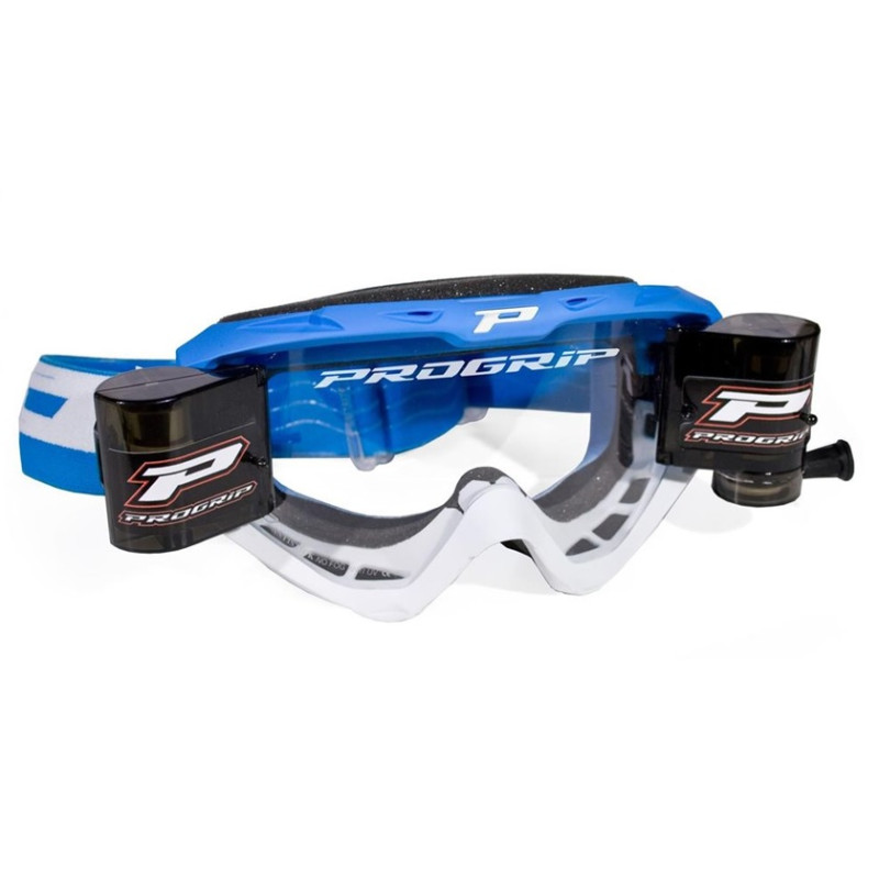 Masque Cross Progrip 3450 Riot Roll-Off Bleu / Blanc