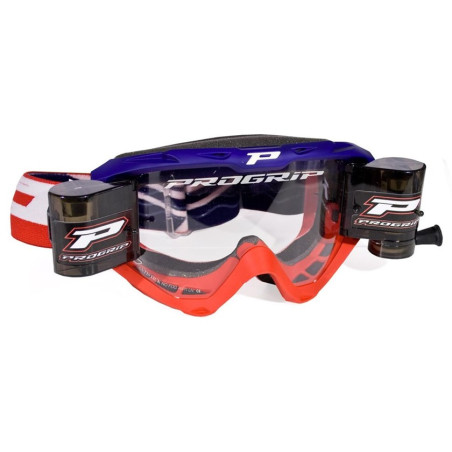 Masque Cross Progrip 3450 Riot Roll-Off Bleu / Rouge
