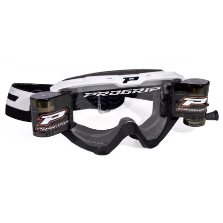 Masque Cross Progrip 3450 Riot Roll-Off Blanc / Noir