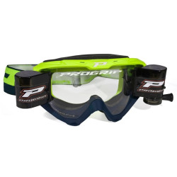 Masque Cross Progrip 3450 Riot Roll-Off Jaune Fluo / Bleu Marine