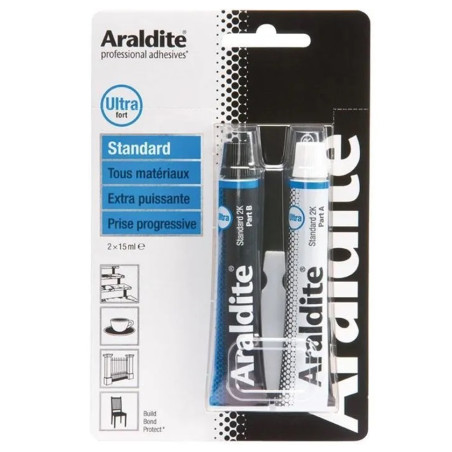 Colle Araldite Bleu Standard Lot de 2 Tubes de 15 ml