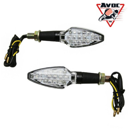 Clignotant LED pour Moto Avoc Fuka Transparent / Noir Homologué CE