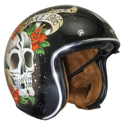 Casque Jet MT Helmets Le Mans 2 SV Skull & Roses Noir