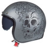 Casque Jet MT Helmets Le Mans 2 SV Skull & Roses Argent Mat