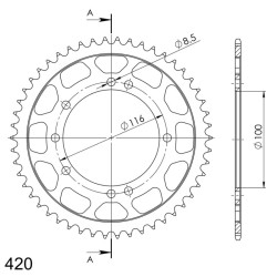 Couronne Acier Supersprox 50 Dents Pas 420 pour Kawasaki KX85
