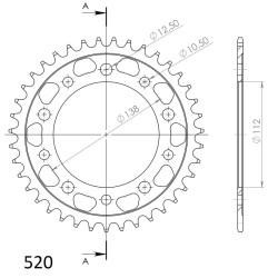 Couronne Acier Supersprox 39 Dents Pas 520 pour Honda CTX 700 / NC 700 / NC 750