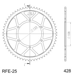 Couronne Acier Supersprox 60 Dents Pas 428 pour Aprilia RS4 125 et Tuono 125