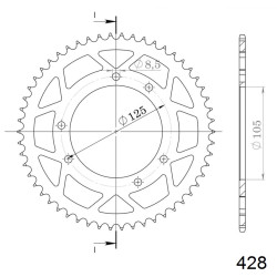 Couronne Acier Supersprox 51 Dents Pas 428 pour Derbi Senda 125 Terra et Mulhacen 125