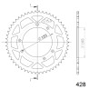 Couronne Acier Supersprox 51 Dents Pas 428 pour Derbi Senda 125 Terra et Mulhacen 125