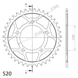 Couronne Acier Supersprox 39 Dents Pas 520 pour Suzuki GS 500 E