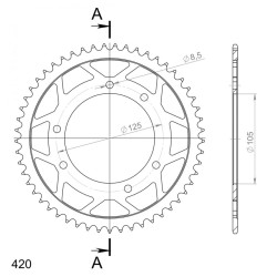 Couronne Acier Supersprox 53 Dents Pas 420 pour Aprilia 50 / Derbi Senda 50 / Gas Gas 50 / Gilera 50