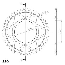 Couronne Acier Supersprox 44 Dents Pas 530 pour Yamaha FZS 1000 Fazer