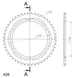 Couronne Acier Supersprox 48 Dents Pas 428 pour Kawasaki KMX 125