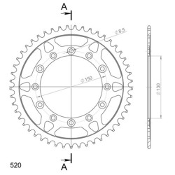 Couronne Acier Supersprox 49 Dents Pas 520 pour Yamaha WR 125 - YZ 125 - YZ 250 F - YZ 450 F / Fantic XXF 450