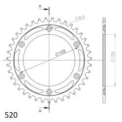 Couronne Acier Supersprox 40 Dents Pas 520 pour HM CR 125 - CRF 250 Supermotard