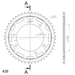Couronne Acier Supersprox 48 Dents Pas 428 pour Malaguti X3M 125 / Peugeot XPS CT 125 / Rieju Tango 125