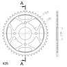 Couronne Acier Supersprox 45 Dents Pas 428 pour Yamaha TZR 125