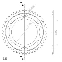 Couronne Acier Supersprox 44 Dents Pas 525 pour Honda CBR 600 RR / CBR 1000 RR Fireblade