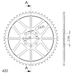 Couronne Acier Supersprox 52 Dents Pas 420 pour MBK X-Limit 50 / Yamaha DT 50 R