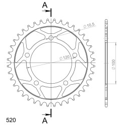 Couronne Acier Supersprox 40 Dents Pas 520 pour Aprilia RS 125 Extrema ou Replica