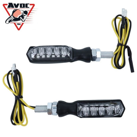 Clignotant LED pour Moto Avoc Akita Transparent / Noir Homologué CE