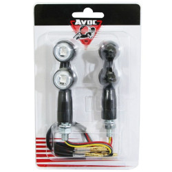 Clignotant + Feu Arrière ou Stop à LED pour Moto Avoc Mini Owa Transparent / Noir Homologué CE