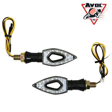Clignotant LED Séquentiels pour Moto Avoc Sakura Transparent / Noir Homologué CE