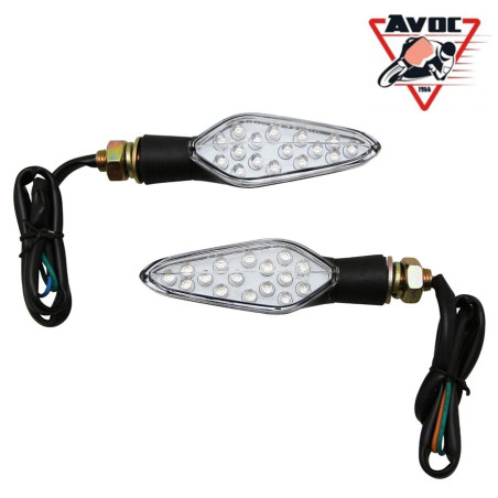 Clignotant LED pour Moto Avoc Hiro Transparent / Noir Homologué CE