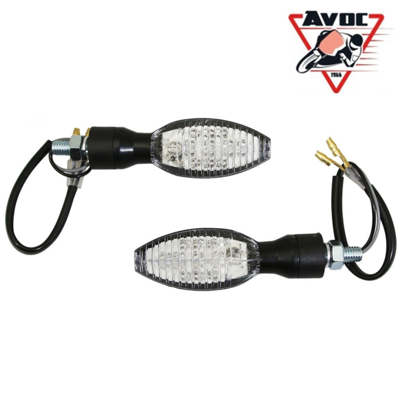 Clignotant LED pour Moto Avoc Kago Transparent / Noir Homologué CE