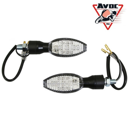 Clignotant LED pour Moto Avoc Kago Transparent / Noir Homologué CE