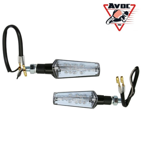 Clignotant LED pour Moto Avoc Sendai Transparent / Noir Homologué CE