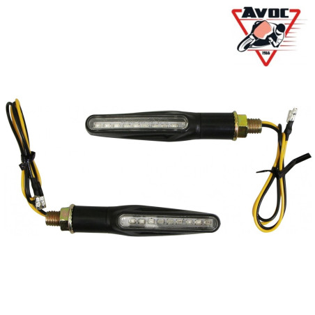 Clignotant LED pour Moto Avoc Sagae Transparent / Noir Homologué CE