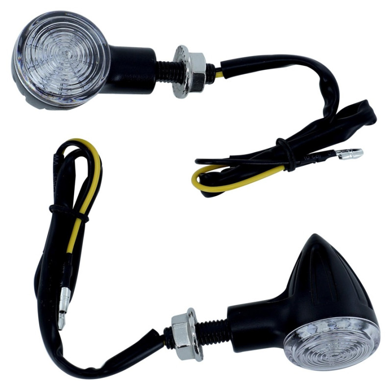 Clignotant LED pour Moto Avoc Chiba Transparent / Noir Homologué CE