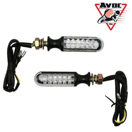 Clignotant LED pour Moto Avoc Atami Transparent / Noir Homologué CE