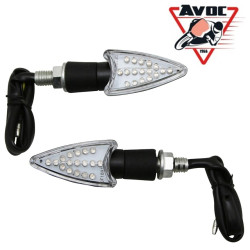 Clignotant LED pour Moto Avoc Hino Transparent / Noir Homologué CE