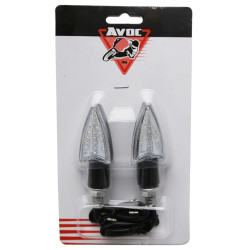 Clignotant LED pour Moto Avoc Hino Transparent / Noir Homologué CE