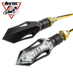 Clignotant LED Séquentiels pour Moto Avoc Sakado Transparent / Noir Homologué CE