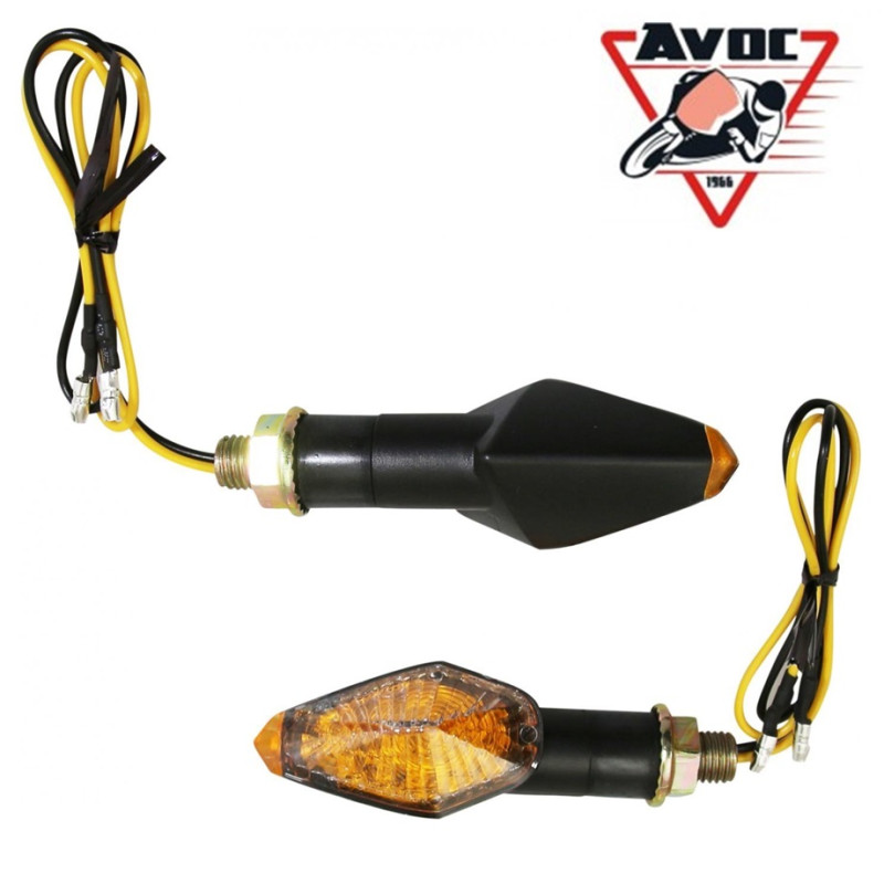Clignotant LED pour Moto Avoc Nisshin Transparent / Noir Homologué CE