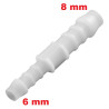 Raccord Manchon Réducteur Droit en Plastique Blanc pour Durite Ø 8 - 6 mm
