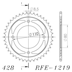 Couronne Acier Supersprox 42 Dents Pas 428 pour Honda CBF 125