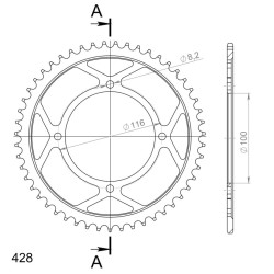 Couronne Acier Supersprox 51 Dents Pas 428 pour Kawasaki KX85 / KLX 140R