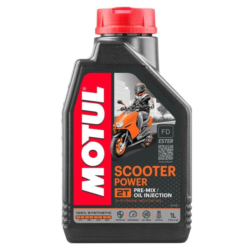 Huile Moteur 2T Motul Scooter Power - Bidon de 1 Litre