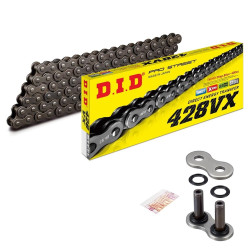 Chaîne Renforcée DID 428VX X-Ring Noir/Noir 122 Maillons - Attache à Riveter ZJ