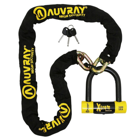 Antivol Moto à Chaîne Auvray Xtrem 140 cm avec Bloque Disque Medium SRA