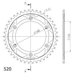 Couronne Acier Supersprox 42 Dents Pas 520 pour KTM Adventure 640 LC4 - Supermoto 640 LC4